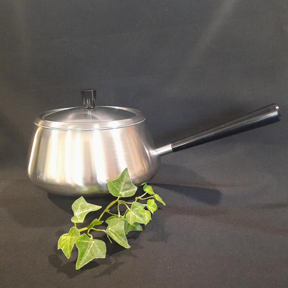 Vintage Spring Fondue Pot  MCM ~ Inox 18/8 Stainless Steel